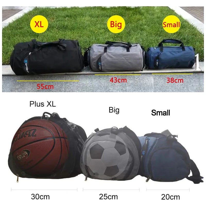 Blue men's gym bag from Corporación Turística with separate dry and wet compartments, spacious and durable for workouts.