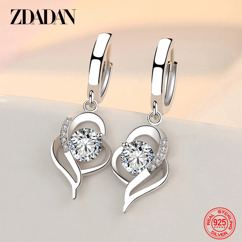 Blue zircon crystal earrings for women by ZDADAN, featuring sparkling stones and elegant design.