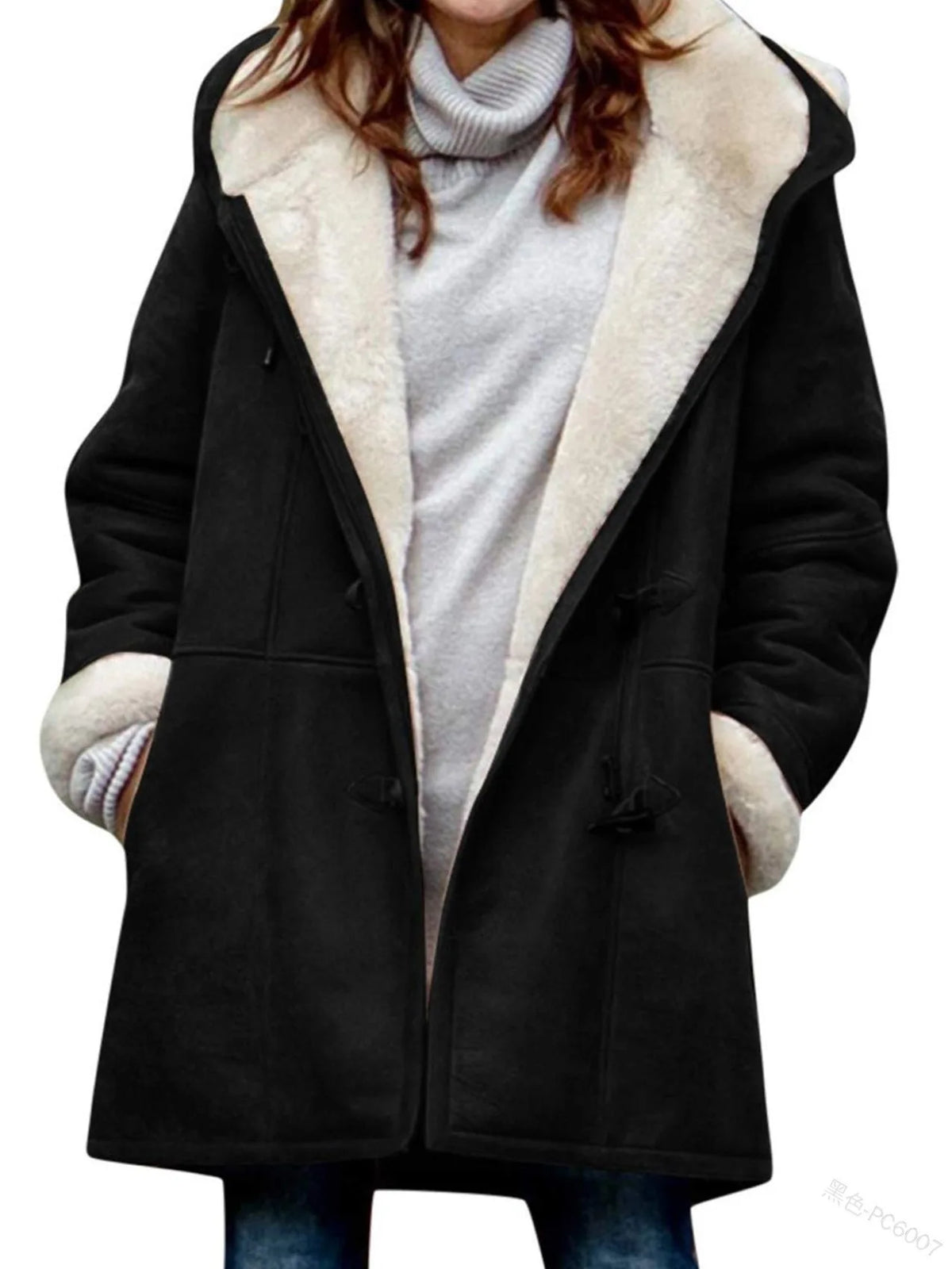 Nuevo mujer abrigo de otoño e invierno 2026 con capucha, en color borgona, de la marca Corporación Turística, en talla XXL