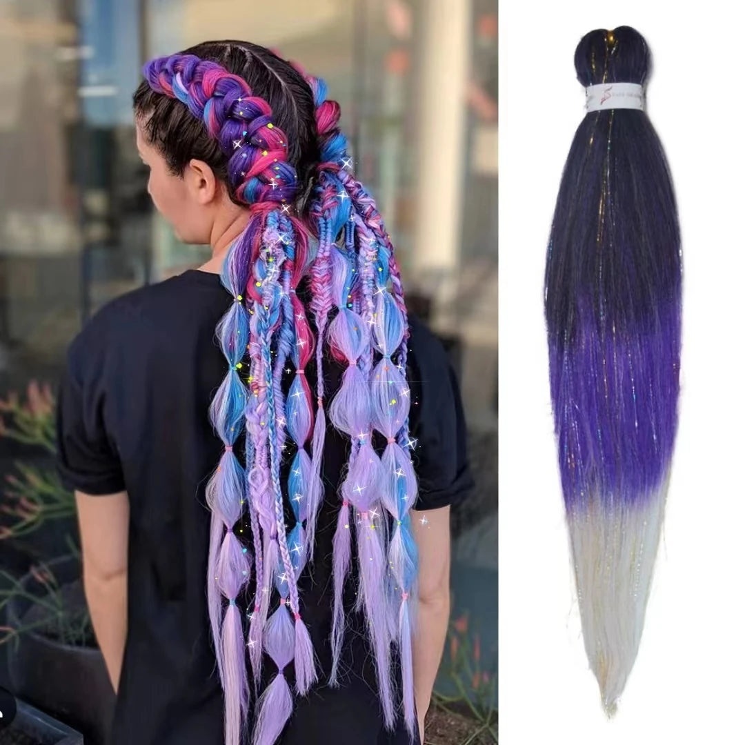 Long hair extensions for girls, straight braids by Corporación Turística, 26-inch synthetic hair in a bundle.