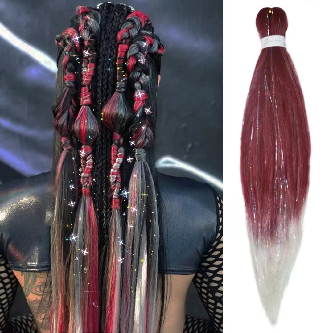 Long blonde hair extensions for girls, straight braid style with a natural look, from Corporación Turística, 26 inches long.