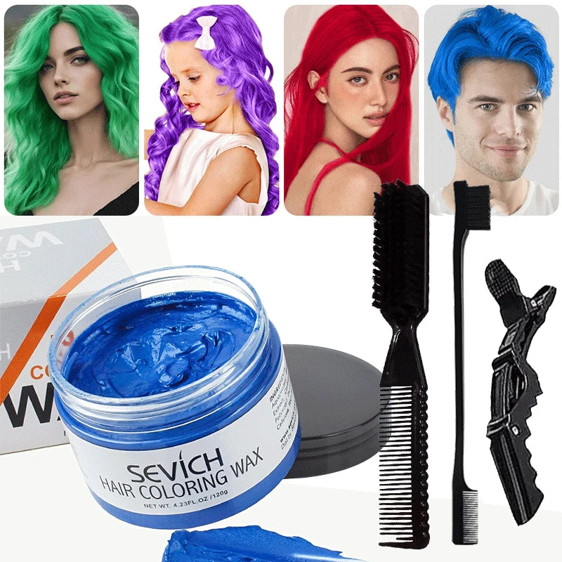 Brown temporary hair wax kit for men by Corporación Turística, showing a 120g container of hair coloring wax for easy styling.