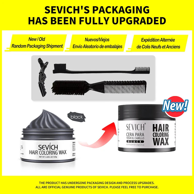 Brown temporary hair coloring wax kit by Corporación Turística, showing the 120g wax container for men's hair coloring.