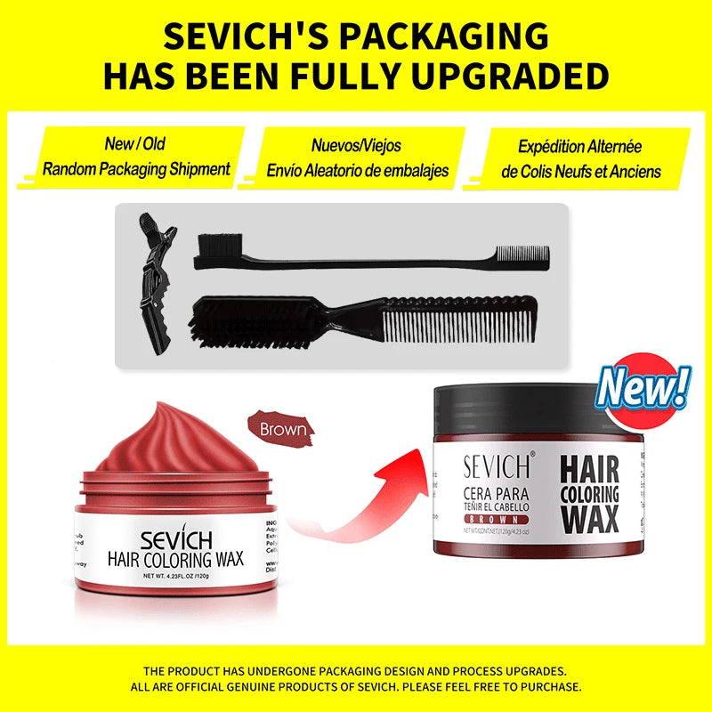 Brown temporary hair wax kit by Corporación Turística, featuring 120g of hair coloring wax for men and women.