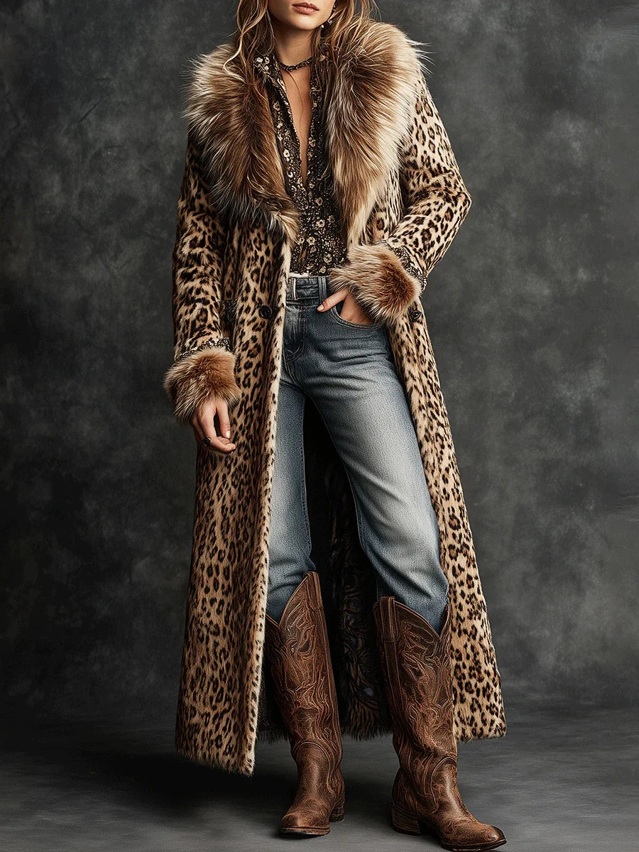 Vintage synthetic leather coat with turned collar and long sleeves, in brown color, by Corporación Turística.
