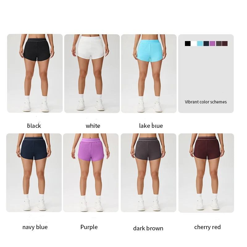 Brown quick-drying yoga shorts by Corporación Turística, suitable for vacation and outdoor activities, shown on a model.