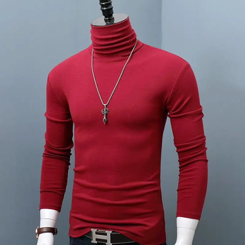 Burgundy classic turtleneck shirt for autumn and winter by Corporación Turística, shown laid flat for casual wear.
