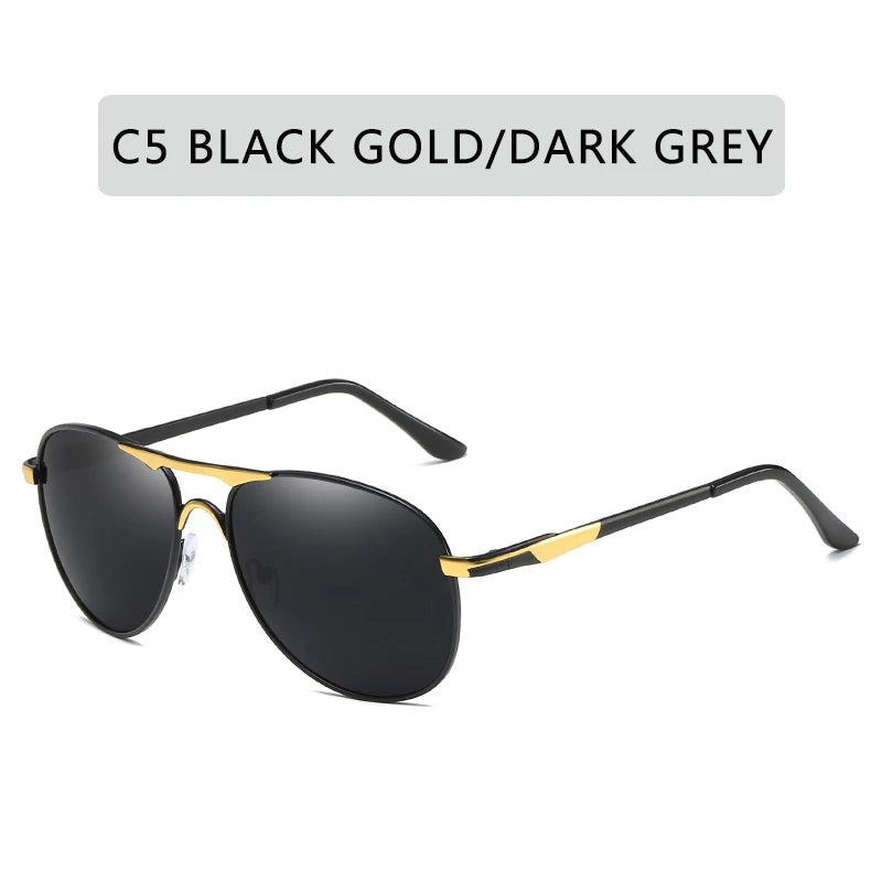Polarized classic men's sunglasses by Corporación Turística with black frames and dark lenses, stylish and protective eyewear.