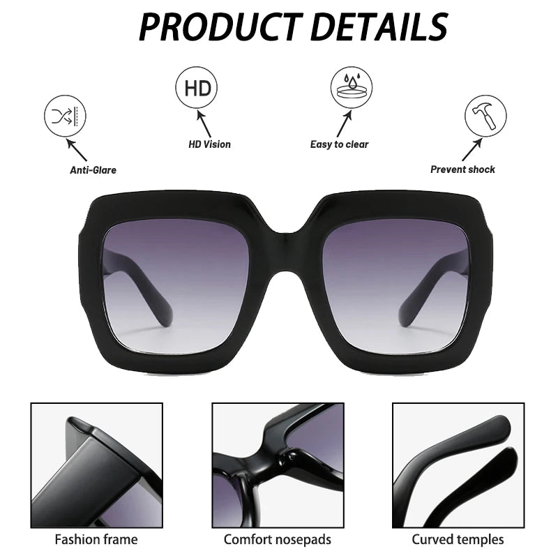 Large square brown leopard print sunglasses by WOWSUN, stylish oversized eyewear for sun protection.