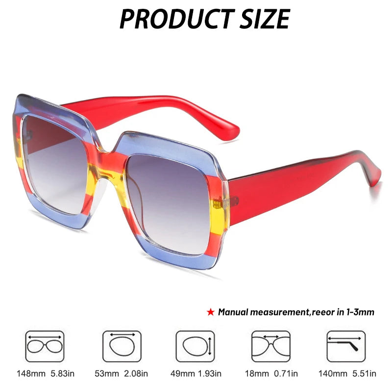 Large square brown leopard-print sunglasses by WOWSUN, featuring bold frame and UV protection, designed for stylish sun protection.