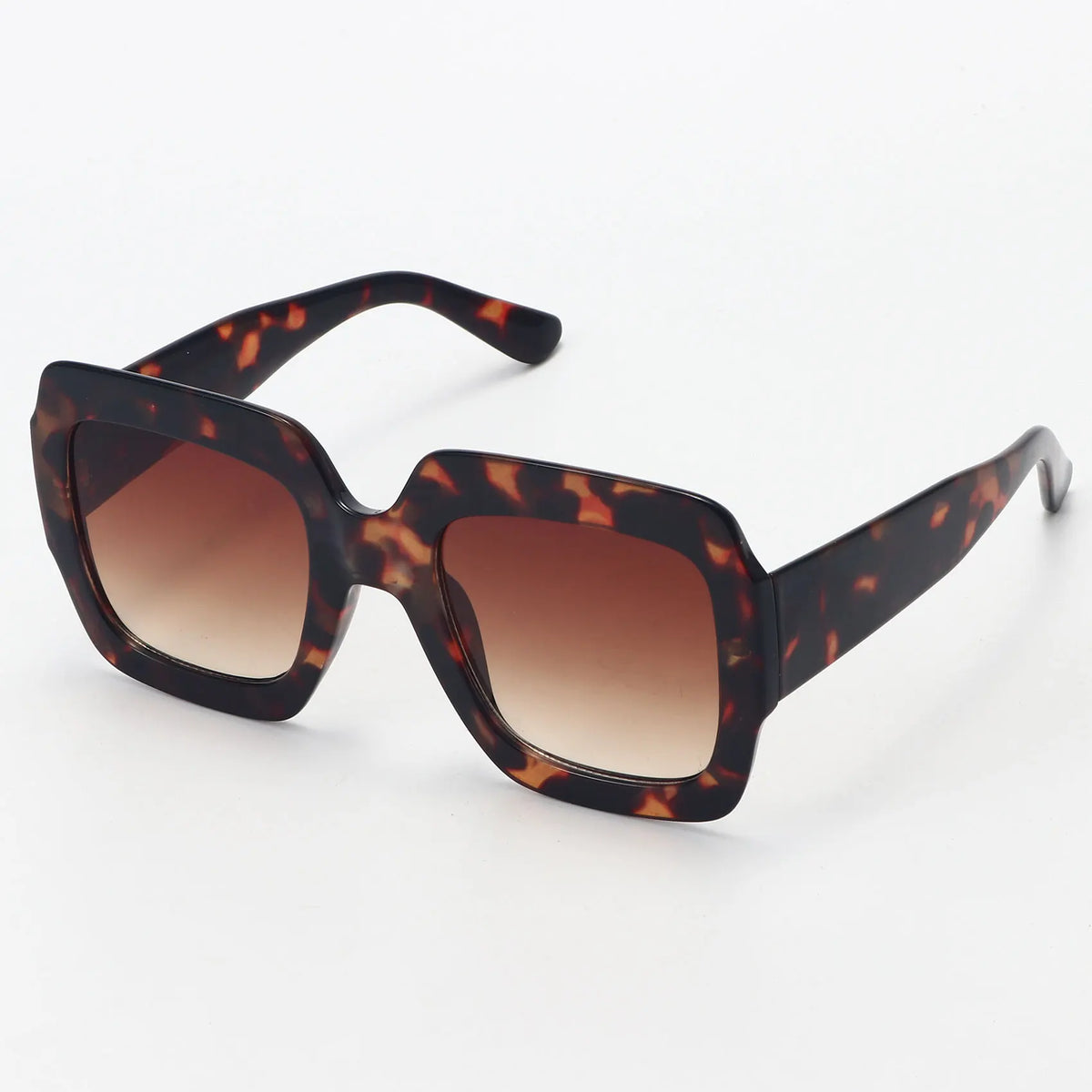 Large square brown leopard print sunglasses by WOWSUN, with thick frames and stylish design, perfect for sun protection and fashion.