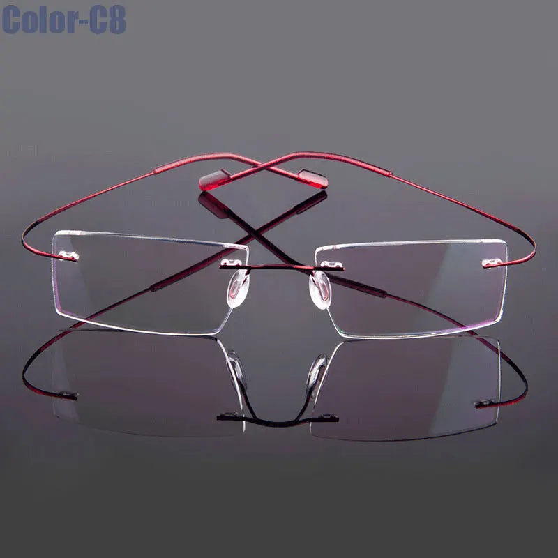 Memory alloy frame sunglasses in 9 colors, unmounted, by Corporación Turística, shown with sleek design and colorful options.