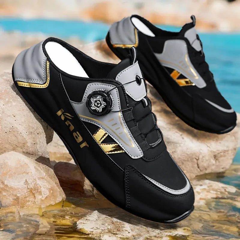 Casual men's sporty shoes by Corporación Turística, lightweight and breathable design, black color, comfortable for everyday wear.