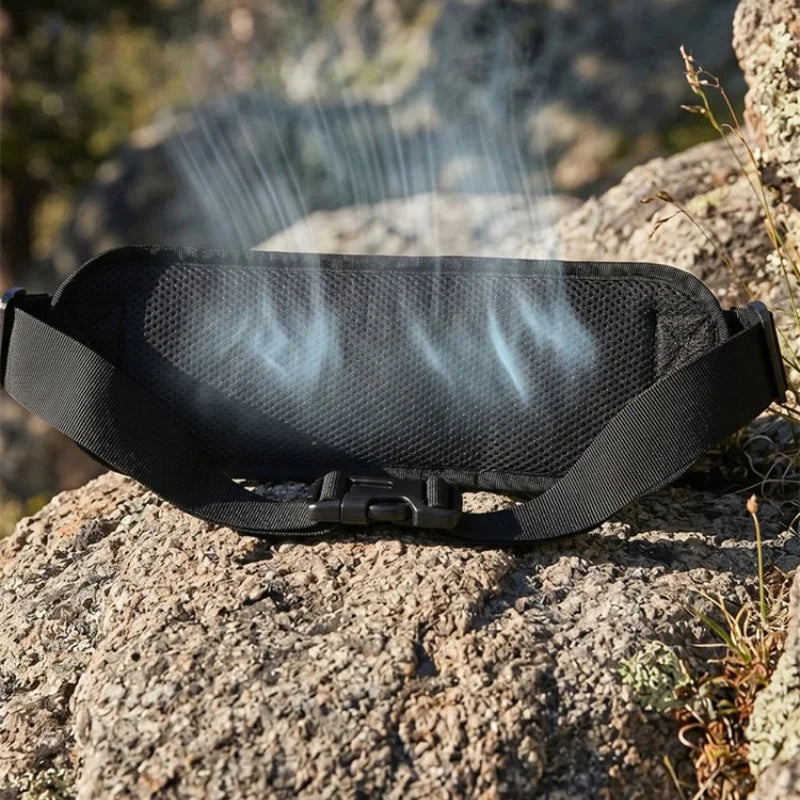 Tactical men's waist bag from Corporación Turística with camouflage design, suitable for motorcycle riding and outdoor sports.
