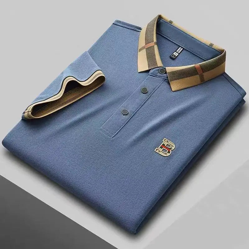 Men's classic Polo shirt by Corporación Turística in khaki with brand insignia, made of comfortable cotton fabric.