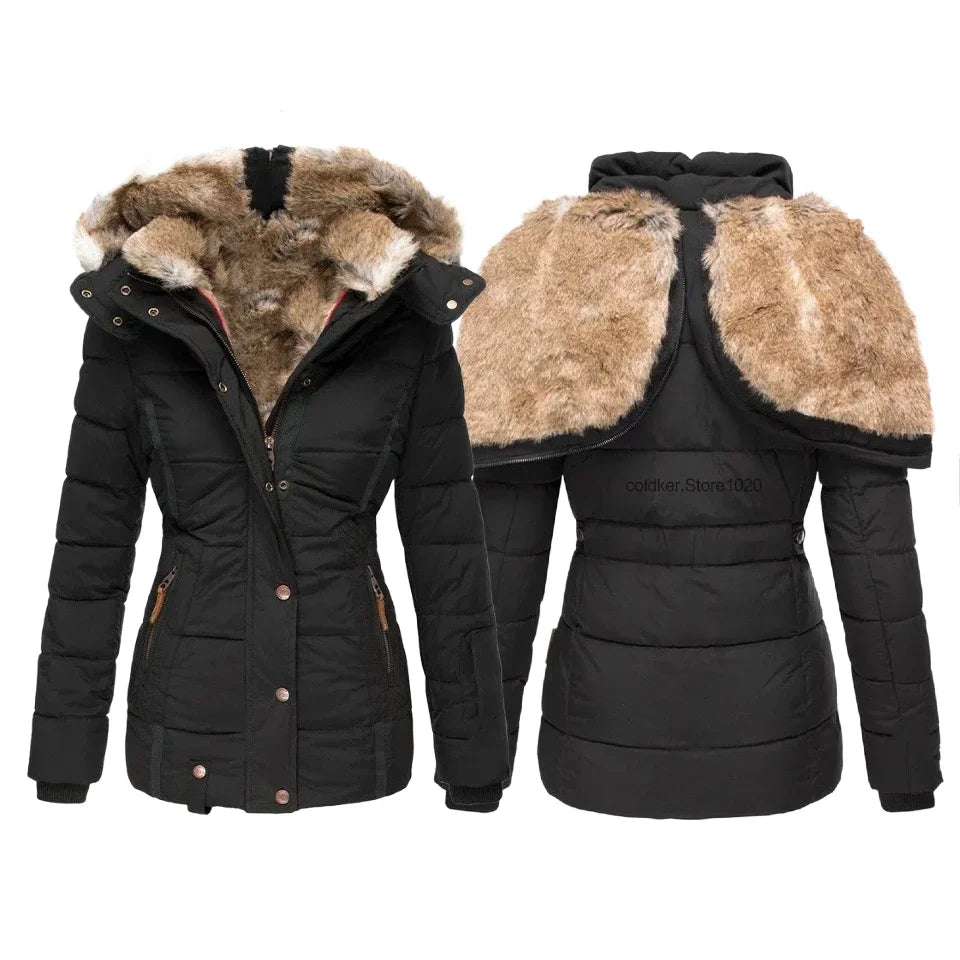 Women's quilted cotton jacket from Corporación Turística, with a comfortable, padded design in champagne color.