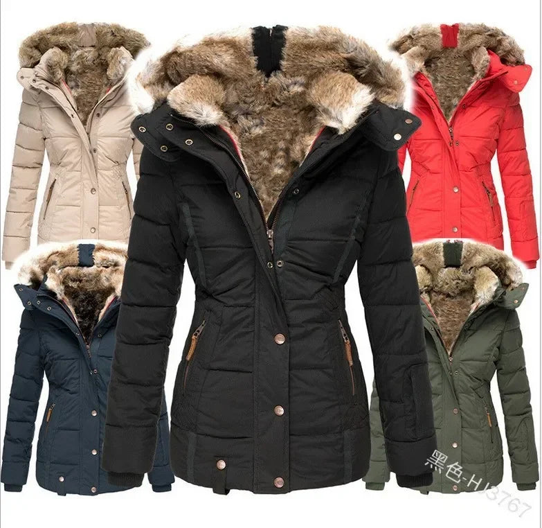 Women's quilted cotton jacket by Corporación Turística in champagne color, XXL size, with a padded, cozy design.
