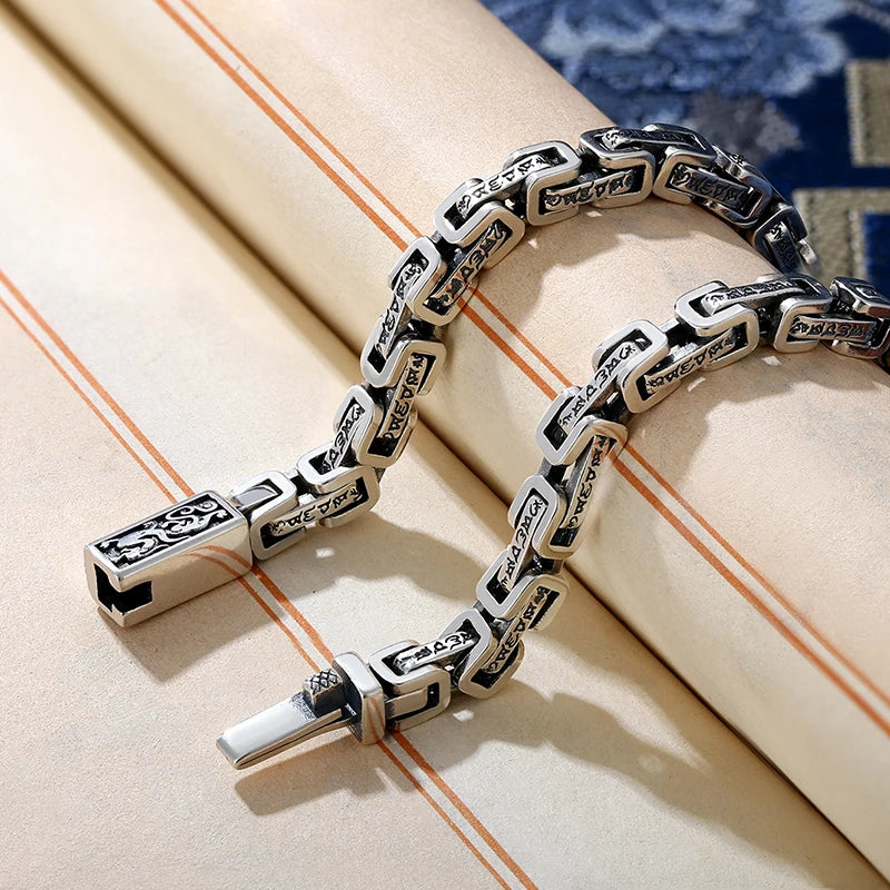 Silver plated HX Hanfeng dragon pattern Mantra with six characters, featuring intricate design, from Corporación Turística.