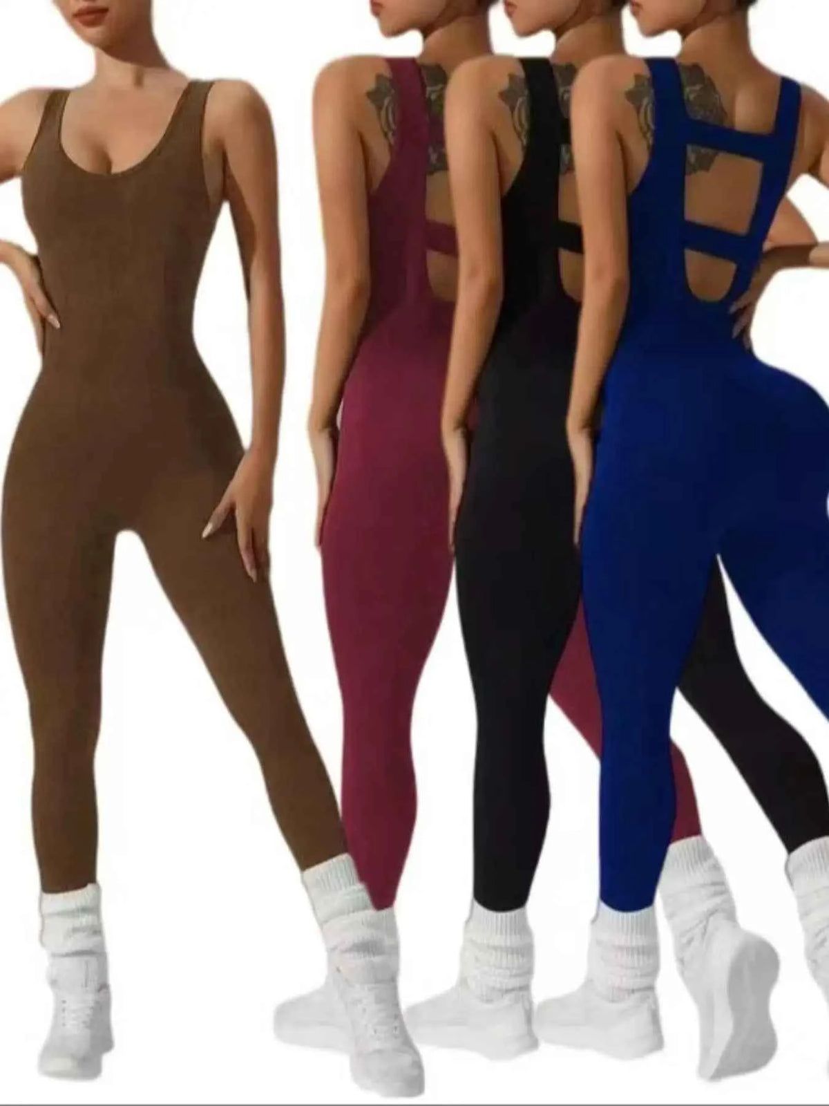 Multicolored corporate jumpsuit with pants and vest from Corporación Turística, available in four colors.