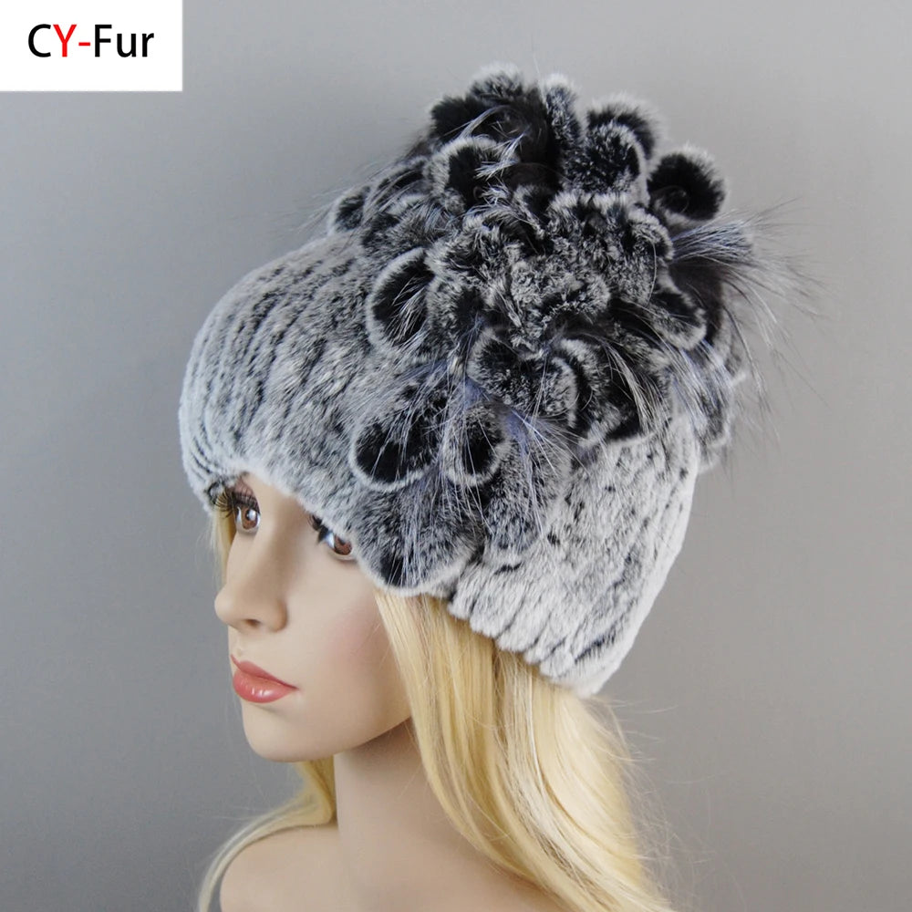 Luxury women's winter faux leather hat with good elasticity, stylish and warm for cold weather from Corporación Turística.