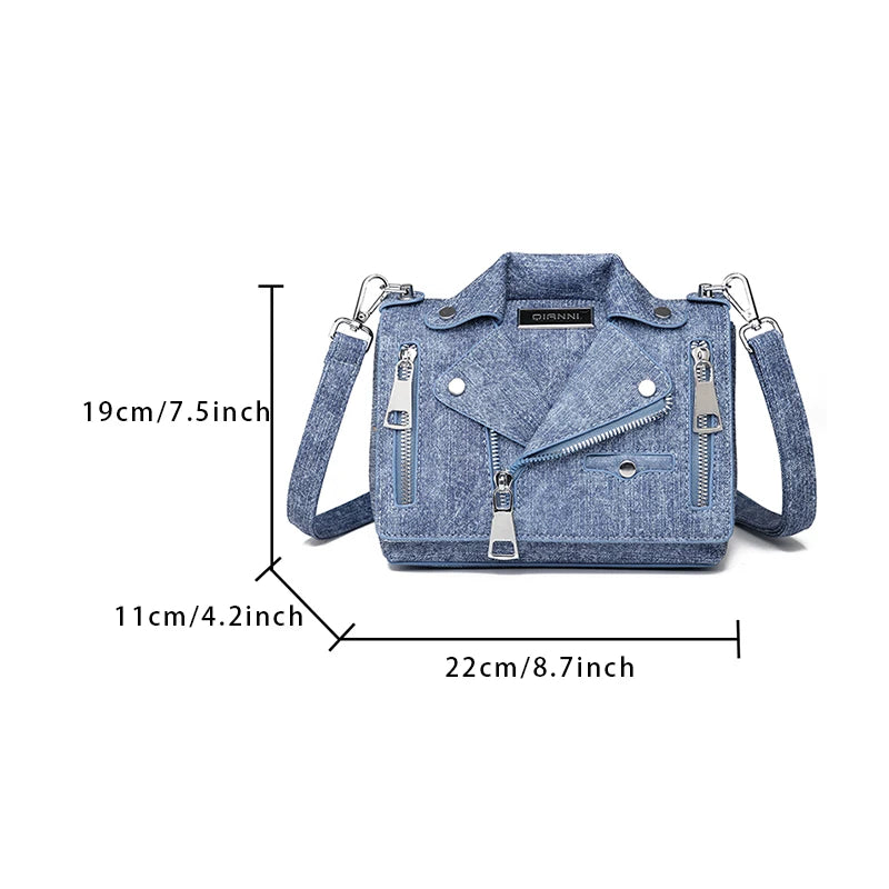 Colorful luxury denim cotton handbag with matching coin purse, featuring vibrant design and compact size for stylish everyday use.