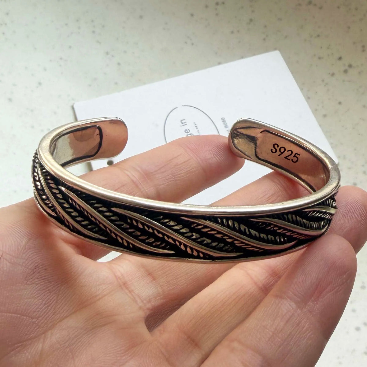 Sterling silver retro bracelet for women, solid 925 silver, featuring a vintage design with intricate details.