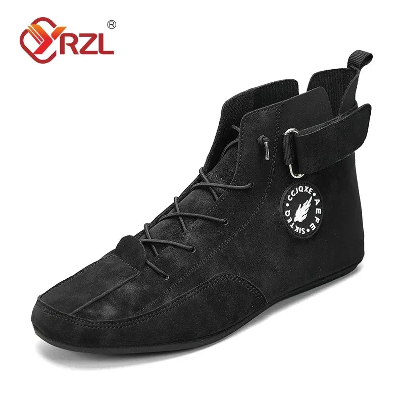 Dark blue YRZL men's casual shoes by Corporación Turística with slip-resistant soles, shown on size 47.