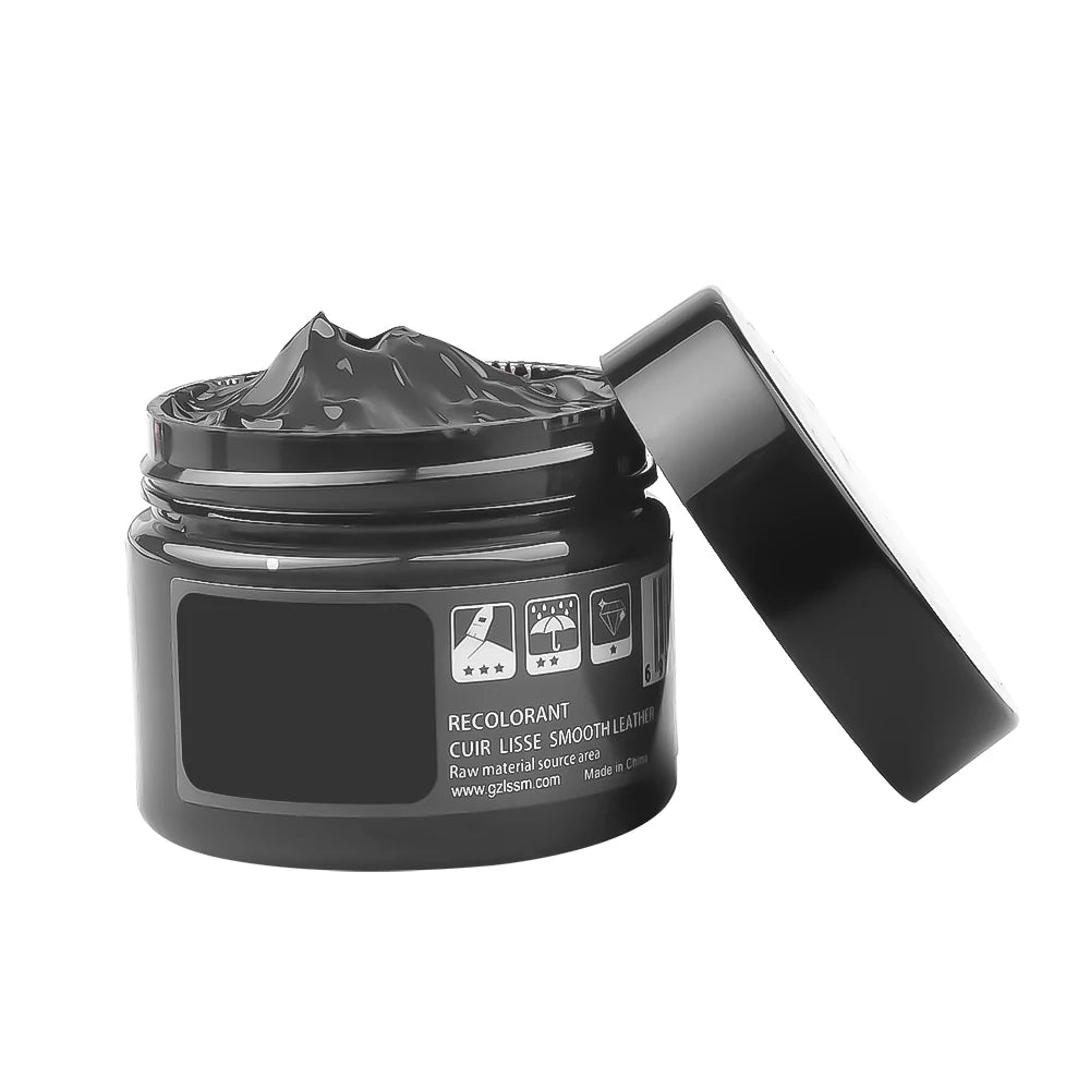 Dark blue vinyl and leather repair kit for cars by Corporación Turística, including cleaning and repair tools for vehicle interior surfaces.