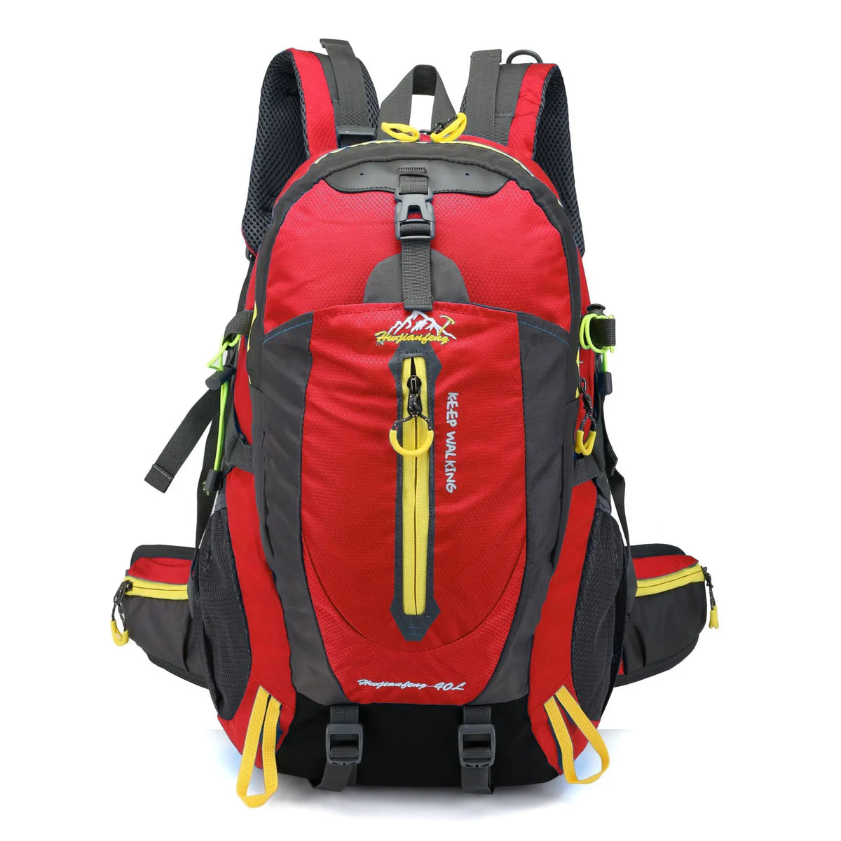 Dark blue 40L hiking backpack for men and women by Corporación Turística, featuring adjustable straps and multiple compartments.