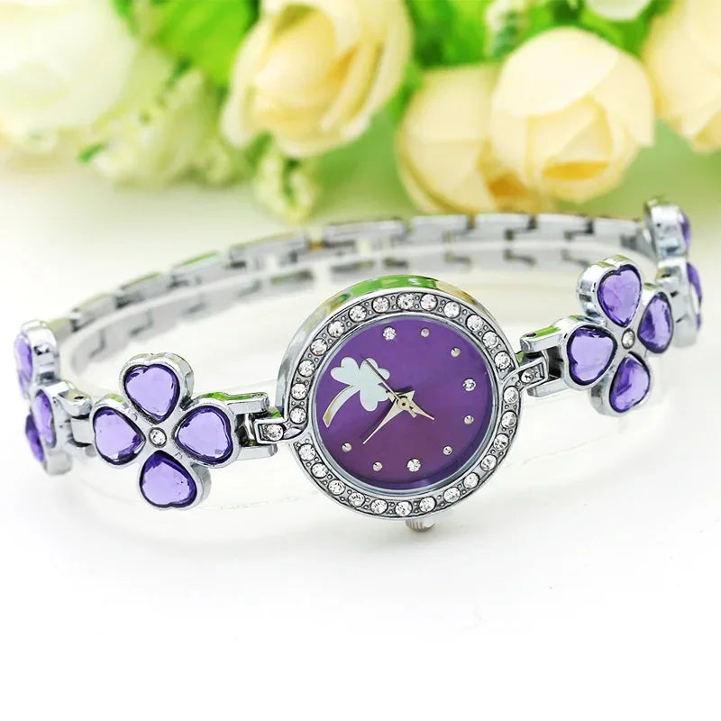 Dark blue square diamond quartz women's watch by Corporación Turística, featuring a sleek design and elegant time display.