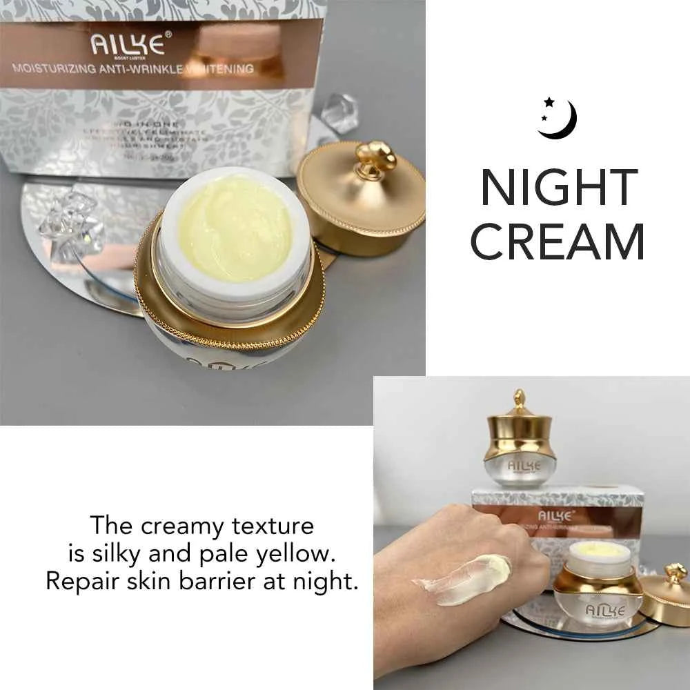 Cream facial AILKE by Corporación Turística with anti-wrinkle and brightening properties, featuring collagen for youthful skin.
