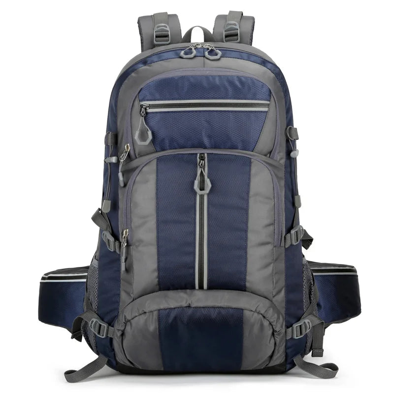 Nylon 50L camping backpack by Corporación Turística with adjustable straps and multiple compartments for outdoor adventures.