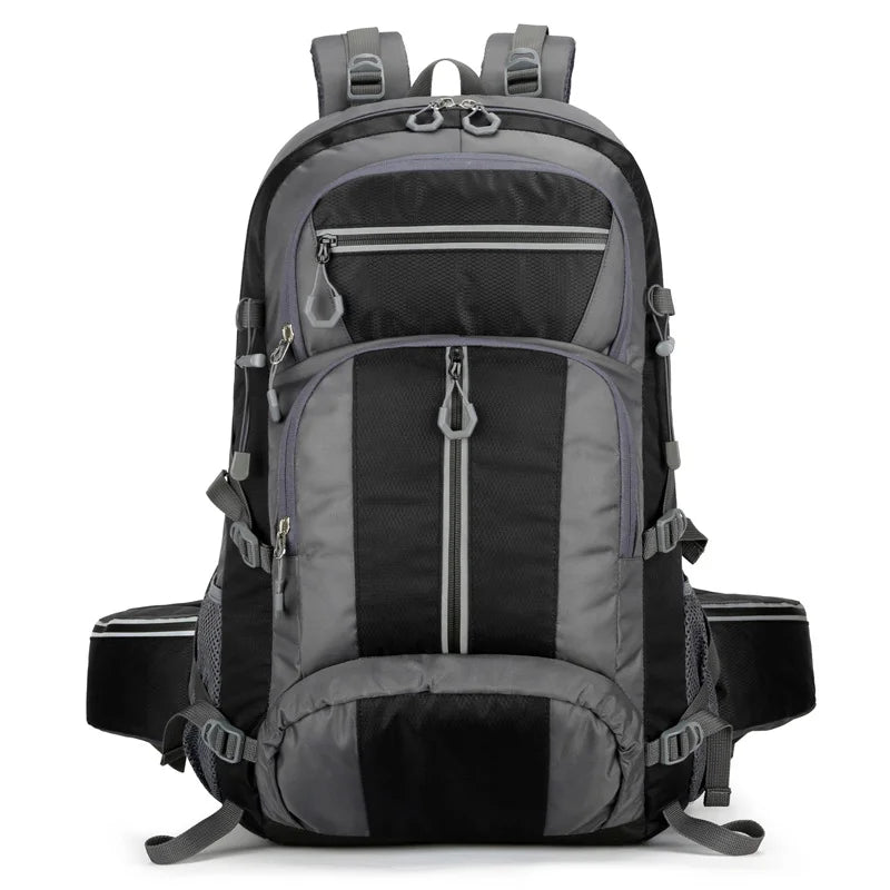 Nylon 50L camping and sport backpack by Corporación Turística, showing adjustable straps and spacious main compartment.