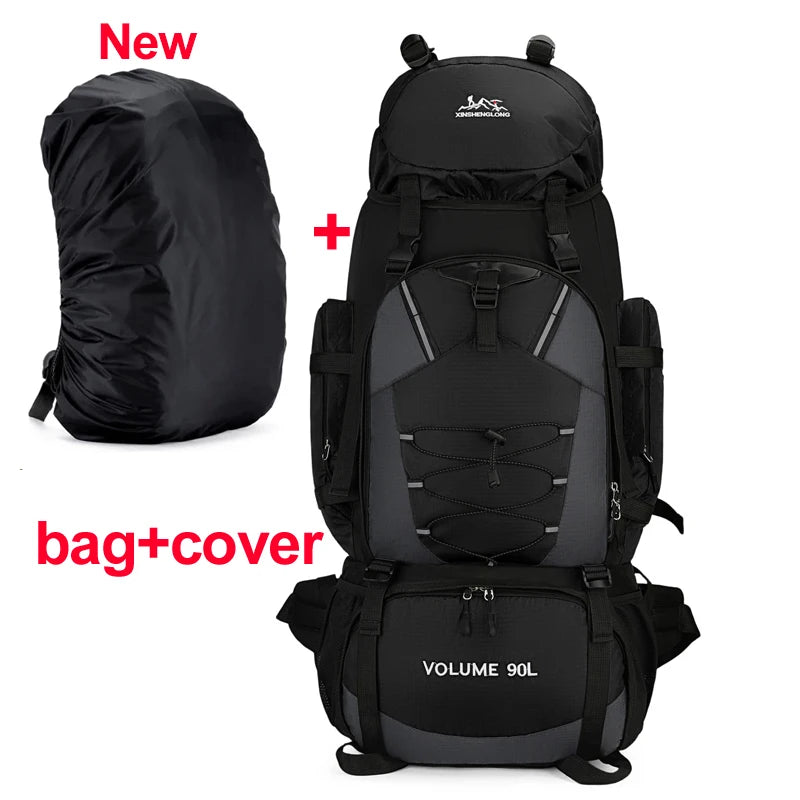 90L waterproof backpack for men by Corporación Turística, durable and large-capacity outdoor travel and hiking bag.