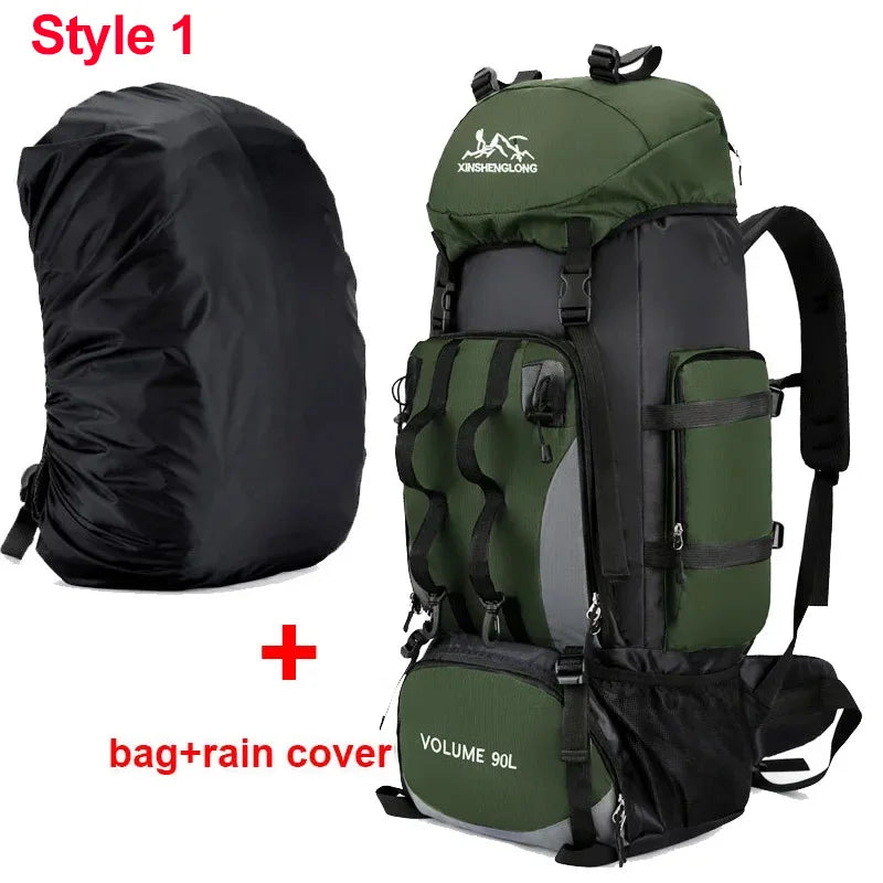 Durable 90L waterproof backpack for men by Corporación Turística, featuring large capacity and sturdy design for outdoor adventures.