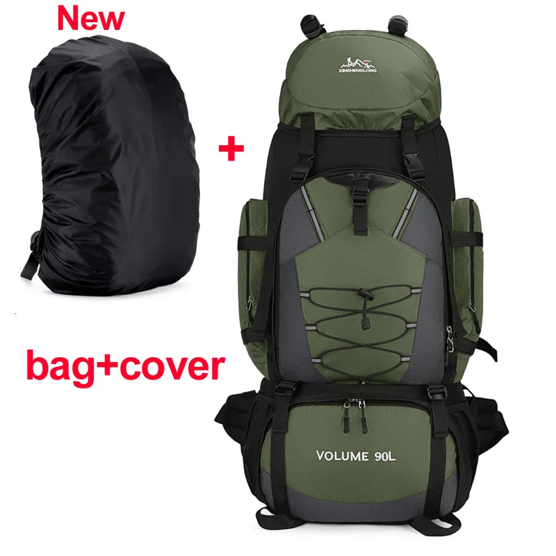 Impermeable mochila de 90L para hombre de Corporación Turística, gran capacidad, resistente al agua, ideal para viajes y aventuras.