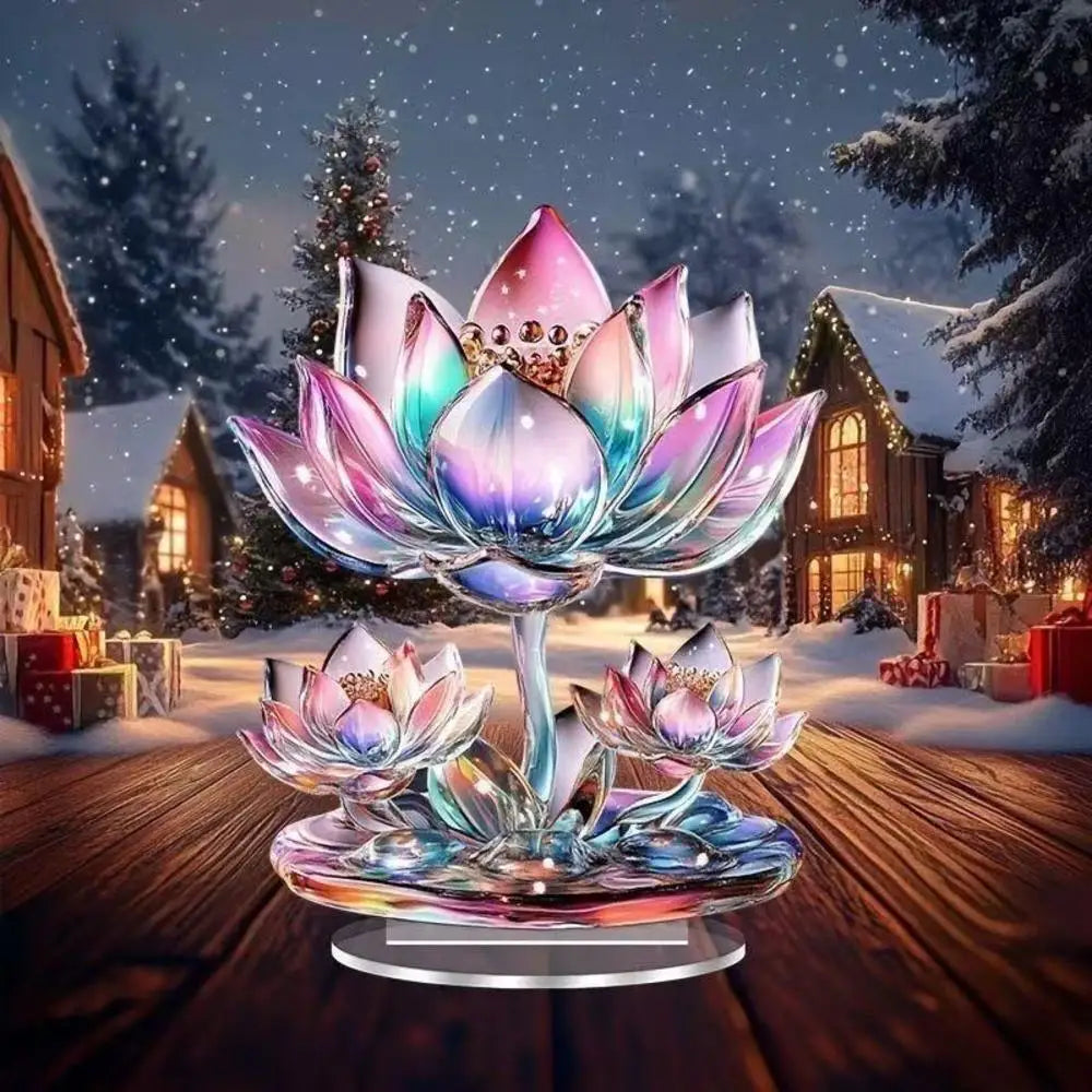 Acrylic Jesus Nativity scene Christmas table centerpiece with shiny, festive decoration for holiday celebrations.