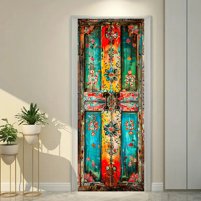 Decoración de hogar con cortina floral retro 2D de poliéster, ideal para fiestas y bodas, en tamaño 80x120 cm.