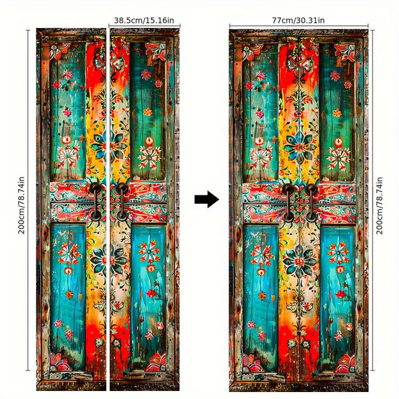 Retro floral 2D polyester curtain by Corporación Turística, ideal for home decor, parties, and wedding celebrations.