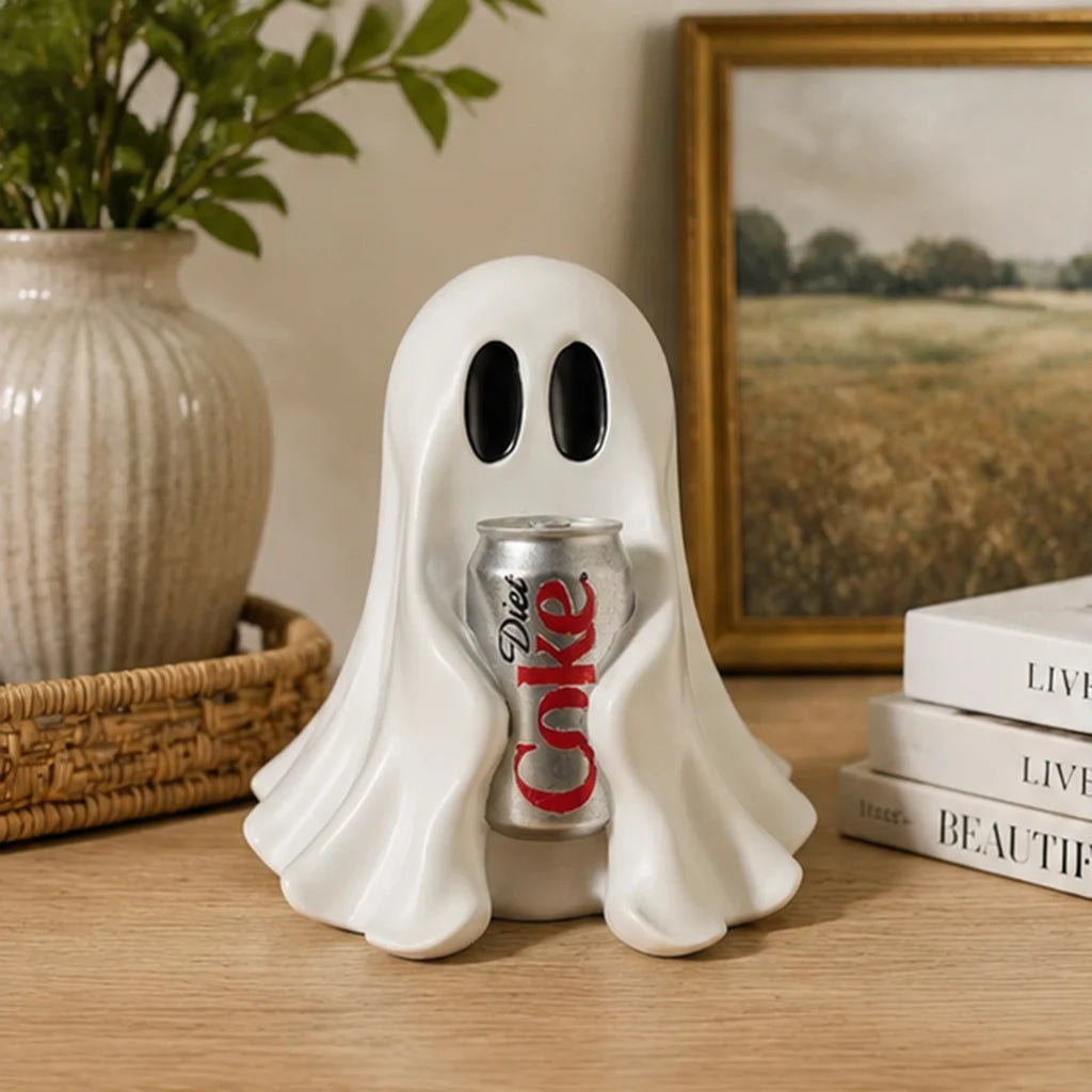 Divertida estatua de fantasma de resina de 20 cm, decorativa y cómica para hogar, con detalles graciosos y coloridos.