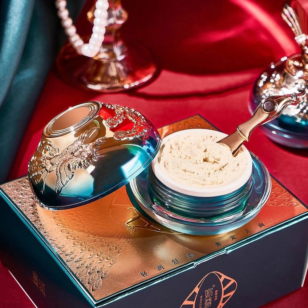 Luxury Noble cream for women with fairy pearl extract, featuring a elegant jar of skincare cream by Corporación Turística.
