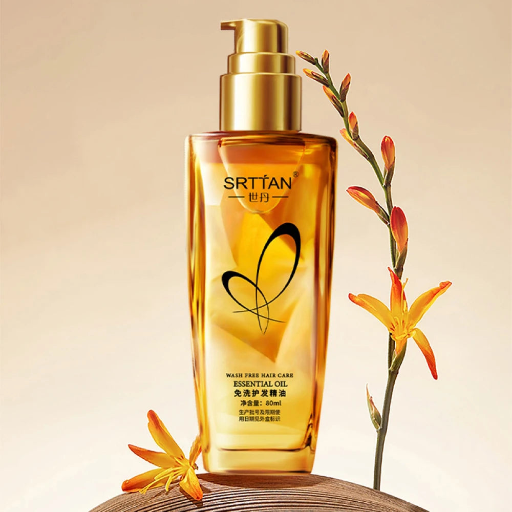 Argan oil hair serum by Corporación Turística, featuring a clear bottle with dropper for nourishing hair treatment.