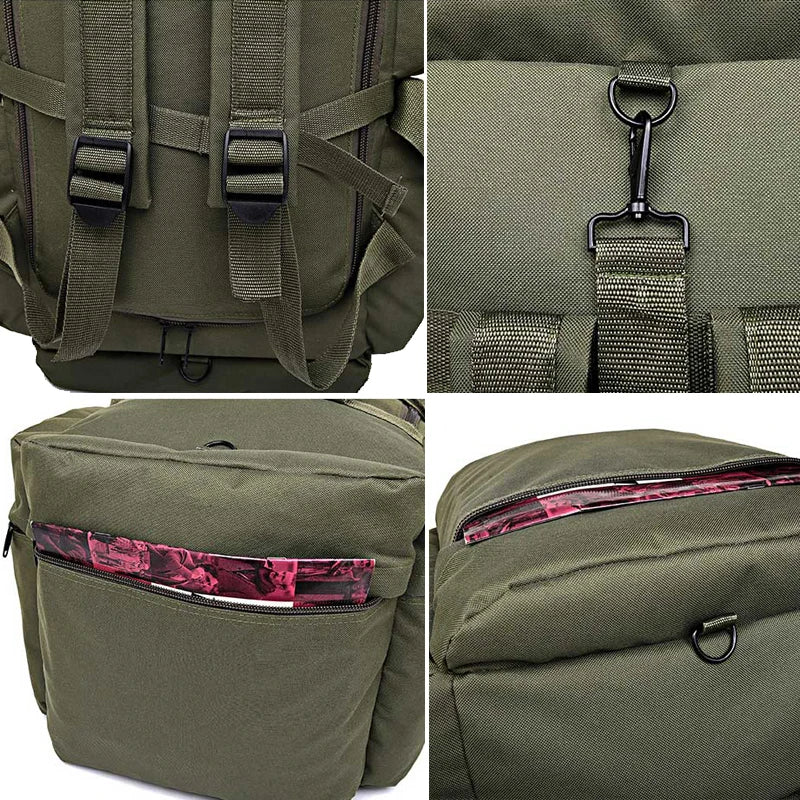 Tactical travel bag by Corporación Turística, 100L capacity, rugged backpack for outdoor and travel adventures.