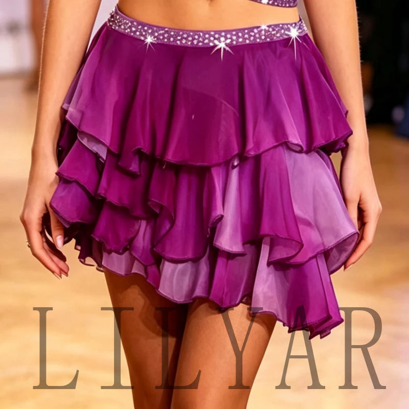 Latino dance practice and competition dress by Corporación Turística, featuring vibrant colors and elegant design for performers.