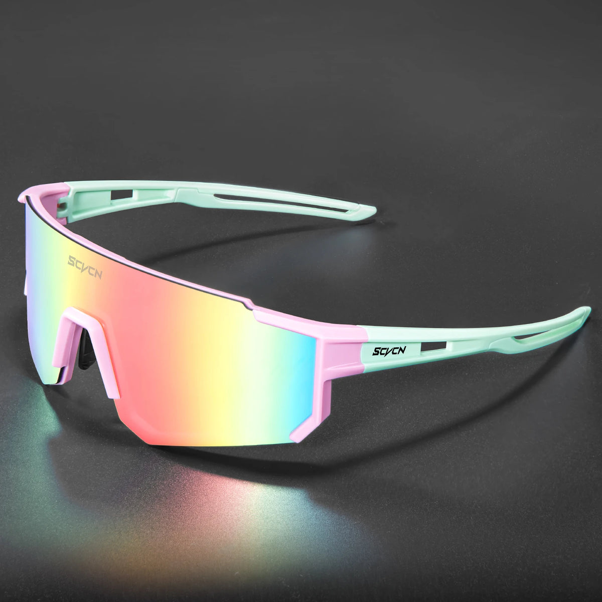 Sporty black cycling sunglasses from Corporación Turística with wide lenses designed for outdoor riding.