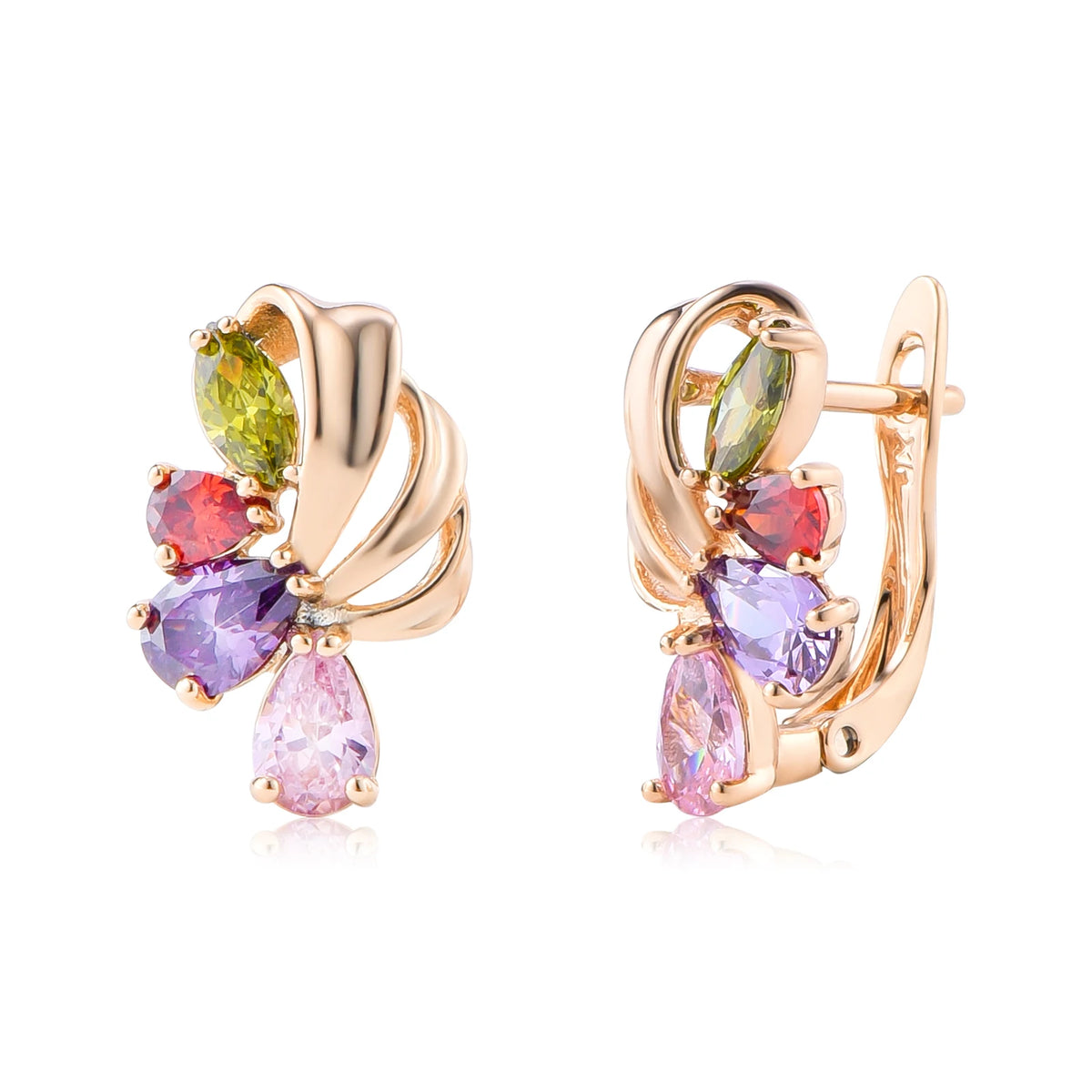 Silver drop earrings with cubic zirconia stones for women, featuring elegant teardrop design by Corporación Turística.