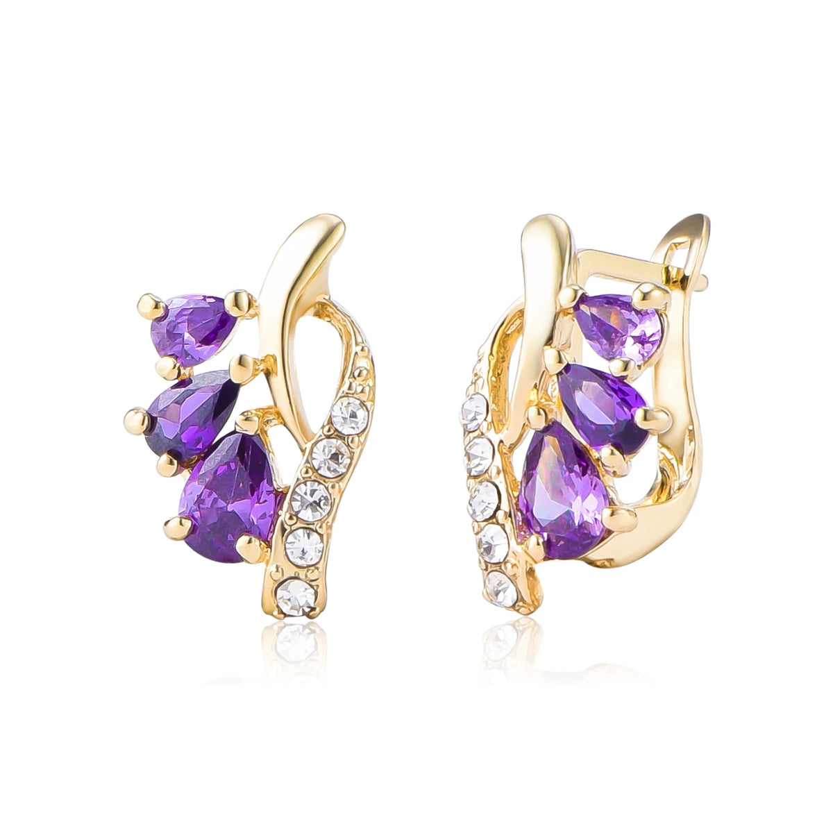Silver drop earrings with cubic zirconia stones for women, featuring elegant, sparkling gemstone details.