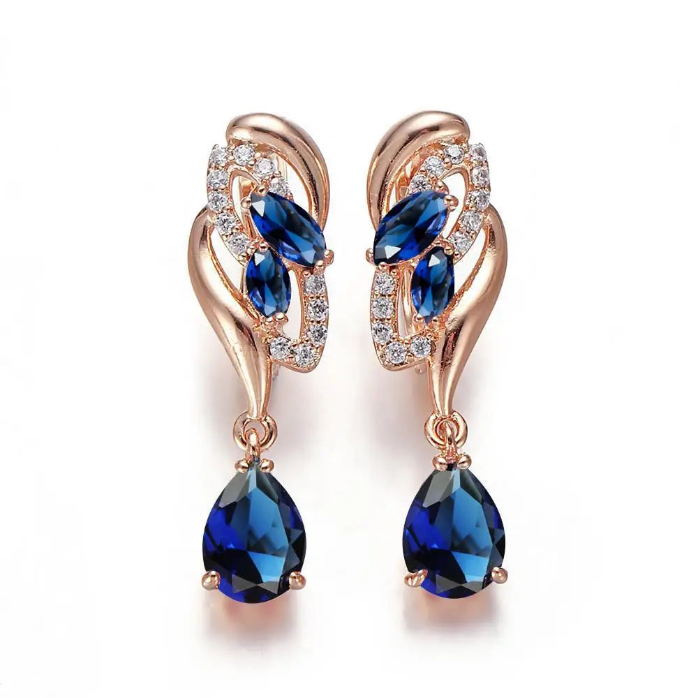 Silver Hanreshe drop earrings with sparkling cubic zirconia for women, featuring elegant teardrop design and shiny finish.