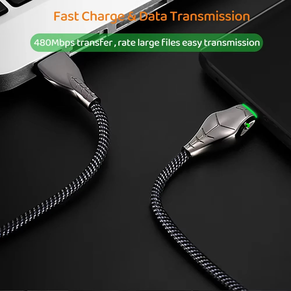 Black 2-meter USB-C fast charging cable by Corporación Turística for Samsung, Huawei, Xiaomi smartphones.