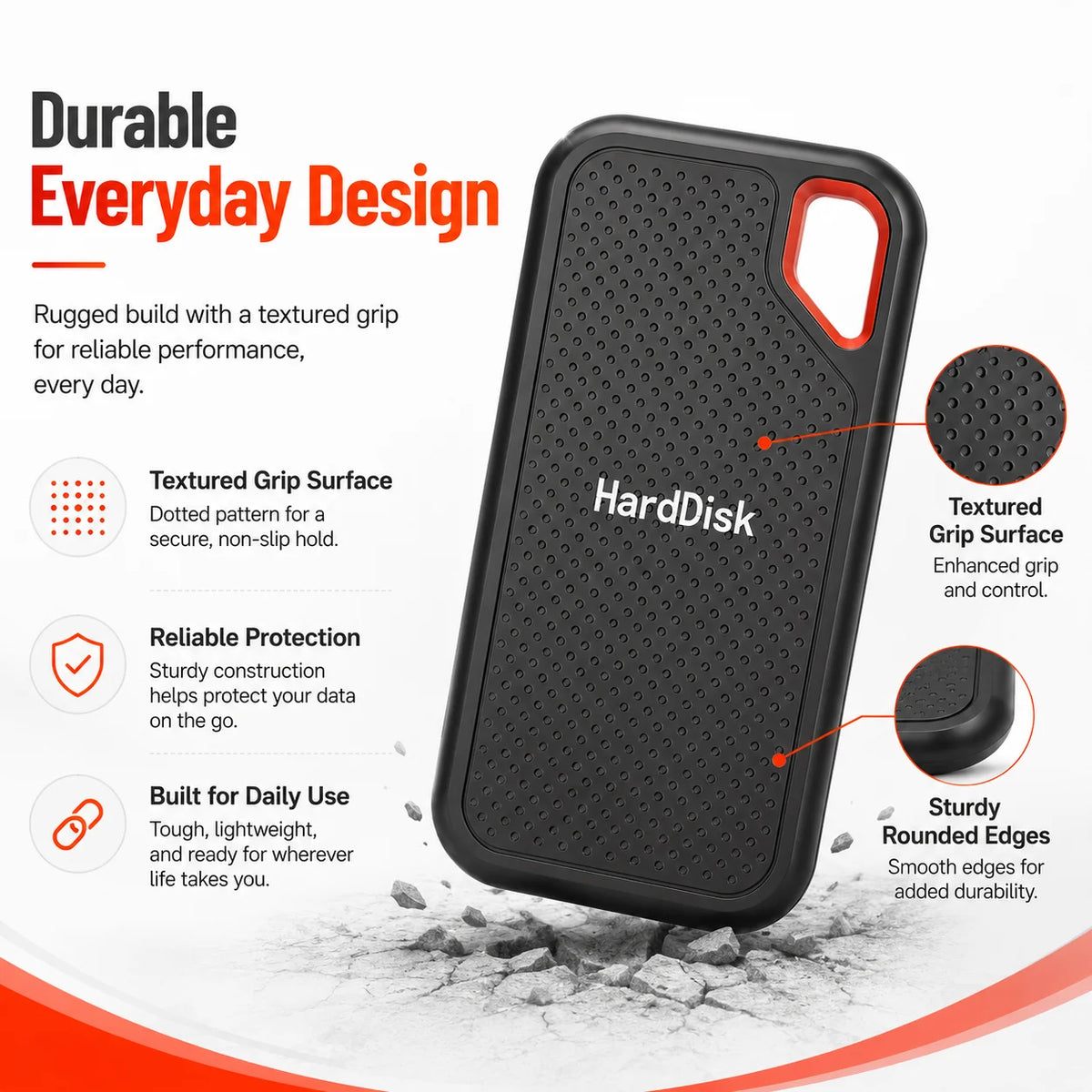 Corporación Turística 1TB USB 3.1 portable external SSD drive for high-speed data storage on PC and Mac.
